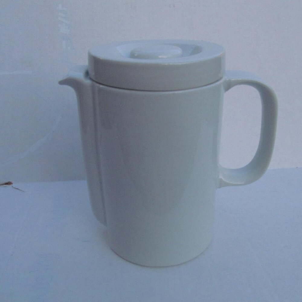 Post Modern White Ceramic Pitcher with Handle and Spout